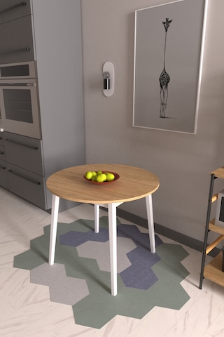 Vilinze Avanos Yuvarlak Sabit Mdf Mutfak Masası - Q90 Cm Beyaz