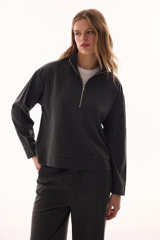 Penti Antrasit Yarım Fermuarlı Çizgili Polo Yaka Sweatshirt