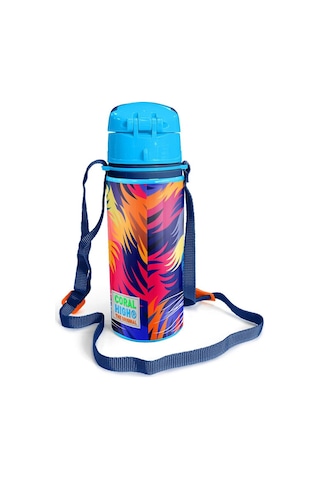 Coral High Kids Lacivert Saks Aslan Desenli Pipetli Alüminyum Matara 600 Ml 11938