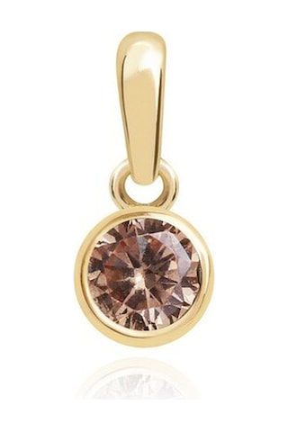 Diamond Line Gülaylar Sarı Altın 14 Ayar Trend Renkli Taşlı Kolye Ucu