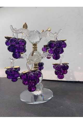 Dekoratif Kristal Cam Sekizli Salkım Üzüm Mor