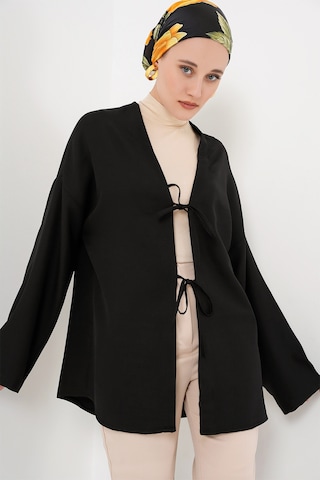 Bigdart Keten Tesettür Kimono 5968 - Siyah