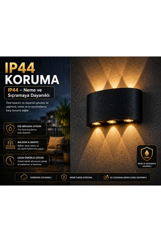6w İç Ve Dış Renk Aplik 3+3 Dekoratif Çift Yönlü Aplik Elektrikli Pil İle Çalışmaz 3000k-günışığı