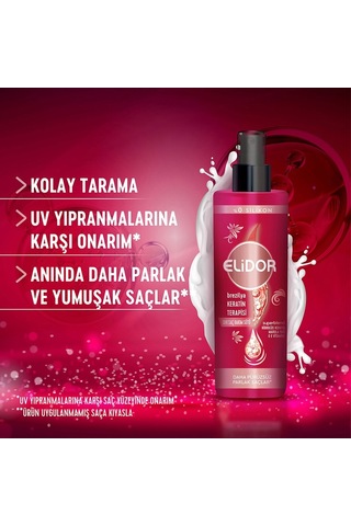 Elidor Brezilya Keratin Terapisi Şampuan 400 ML + Serum Bakım Kremi 350 ML + Sıvı Saç Bakım Sütü 200 ML