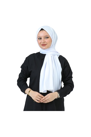 Şal Zarif Başörtüsü Eşarp Tesettür Giyim Uzun Abiyelik Beyaz