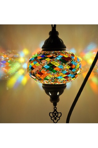 El Yapımı Mozaik Lamba Abajur,mozaik Masa Lambası Osmanlı Türk Mozaik Kuğuboynu Lamba Amber