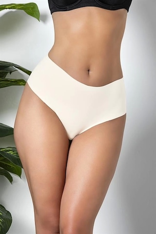 Fevien 3'lü Paket Dikişsiz, İz Yapmaz, Lazer Kesim, Yüksek Bel Slip Külot Ekru Brf21263 Ekru