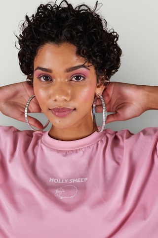 Holly Lolly Bisiklet Yaka Holly Crop Tshirt Pembe