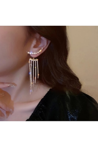 Girift Vintage Yliana Kadın Taşlı Sallantılı Küpe Gri