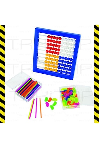 Anaokul Ilkokul 1.Sınıf Seti Fasulye Sayma Çubuk Abaküs Seti 3 Lü