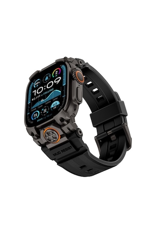 Watch Ultra 49mm Uyumlu Mohseven İwatch Armor Silikon Kordon Siyah