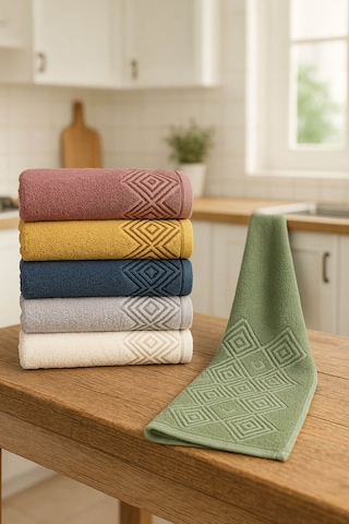 6'lı Mutfak Havlusu Seti 30x50 Cm %100 Pamuklu Kare Çok Renkli