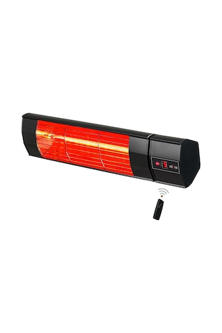Tr Halogen Black Pro 2000w Elektrikli Halojen Infrared Dış Mekan Isıtıcı, 5 Kademeli Uzaktan Kumandalı, Siyah Alü