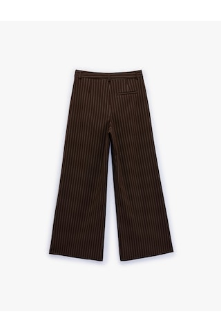Koton Pileli Viskon Karışımlı Geniş Paça Çizgili Pantolon Kahverengi Çizgili 6sak40129pw Kahve Çizgili