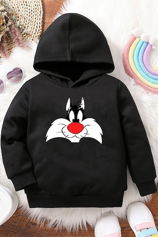 Çocuk Sylvester Baskılı Sweatshirt Siyah