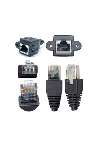 Panel Tipi Dişi Erkek Vidalı CAT6 Ethernet Ağ Kablosu 30 CM