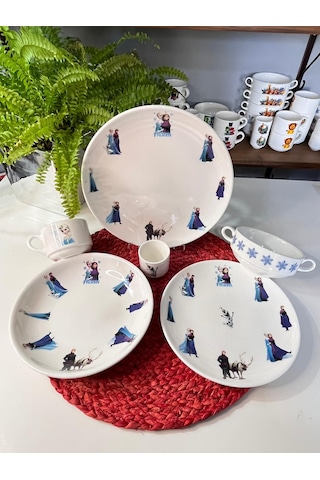 6 Parça Frozen Karlar Ülkesi Çocuk Yemek Takımı Beslenme Seti Çok Renkli