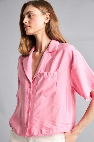 Defacto Pijama Yaka Modal Kısa Kollu Gömlek H7938ax26smpn164 Pembe-pn164