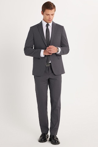 Tudors Erkek Slim Fit Mono Yaka Likralı Esnek Kumaş Füme Takım Elbise-33906 Füme