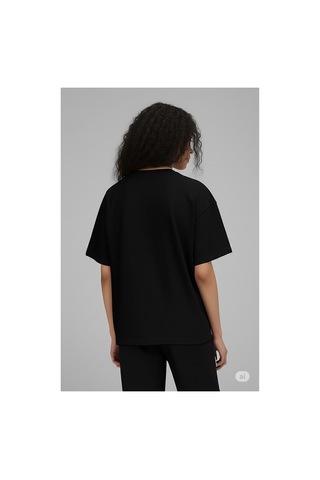 Nevermınd Unisex Renkli Graffiti Baskılı Oversize Beyaz Tişört Siyah Siyah
