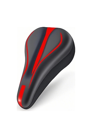 Tenfowee Bisiklet Pu Deri-silikon Yastık Kılıfı, Dağ Bisikleti İçin Sponge Dolgulu, Rahat Sürüş İçin Kalça Baskısı Azaltıcı, Siyah-kırmızı Kırmızı