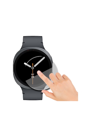 Samsung Watch 8 44mm Uyumlu Kolay Takılabilir Takma Aparatlı Temperli Cam Ekran Koruyucu