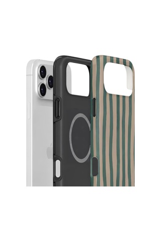 Apple iPhone Uyumlu 17 Pro Vorian Çift Katmanlı Magsafe Kılıf Sage Riviera Stripe