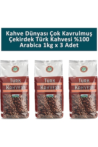 Kahve Dünyası Çok Kavrulmuş Türk Kahvesi 3 x 1 KG