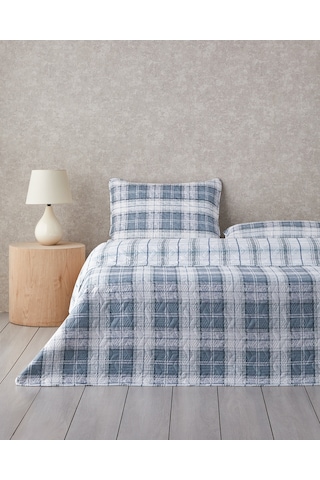 English Home Static Check Çok Amaçlı Çift Kişilik Yatak Örtüsü Takımı Gri Gri