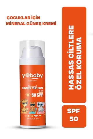 Yobaby Spf50+ Vegan Mineralli Yüksek Korumalı Suya Dayanıklı Nemlendirici Güneş Koruyucu 50ml Çocuk Yetişkin