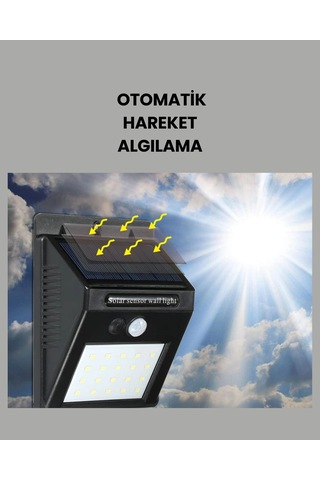 20 Led Güneş Enerjili Hareket Sensörlü Dış Mekan Duvar Lambası 44064751