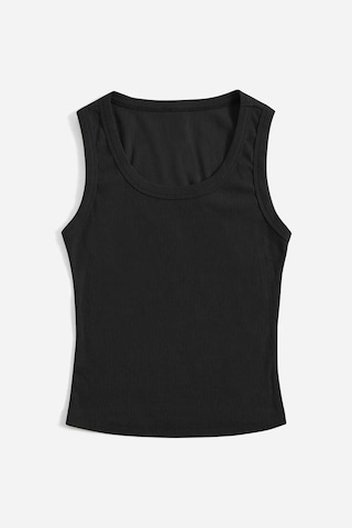 Merry See Düz Renk Kadın Kolsuz Bluz Crop Top Siyah