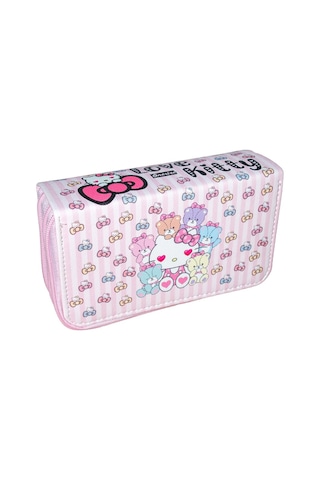 Kalem Kutusu Love Kitty Temalı Kawaii Desen Orginazer Vegan Deri