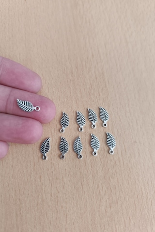 Tesbih Püskül Sallantı Aparatı Yaprak Model Metal Aparat 10 Adet Gri Gri