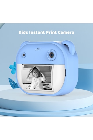 Springsun Çocuklar İçin Mavi Anlık Yazıcı Kamera - 1080p Video, Ön-arka Kameralar, 2" Hd Ekran, Dahili Li-poly Pil