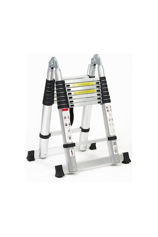 Cardilife 250 + 250 Cm. - 8+8 Basamaklı Alüminyum Teleskopik Merdiven - A Tipi Uzayan Merdiven 8+8 Basamaklı