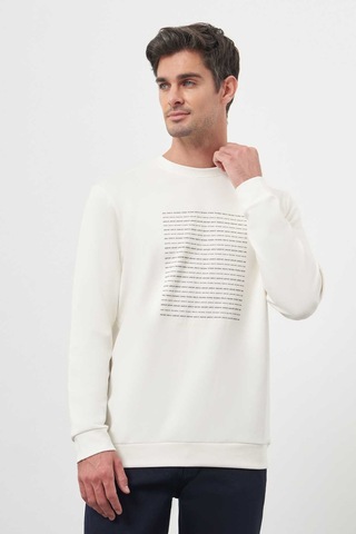 Morven Erkek Ekru Trend Bisiklet Yaka Sweat-shirt 25ks063003454 Ekru Ekru