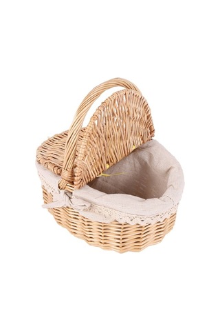 Bosphorusboutique02 El Yapımı Hasır Sepet, Kamp & Piknik İçin, Kahverengi Kapaklı Sepet Kahverengi