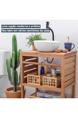 Morponi 3'lü Bambu Kafes Çok Amaçlı Sepet- Organizer Kahverengi