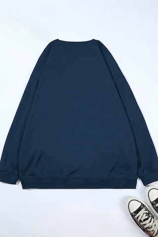 Unisex Lacivert Nyc Baskılı Bisiklet Yaka Sweatshirt- Kışlık Şardonlu Kumaş Lacivert