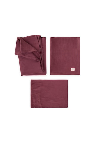 Keseli Organik Müslin Nevresim Takımı 100x135 Cm +/ - 3cm Çarşaf 120x150 Yastık 35x45 Cm Mürdüm