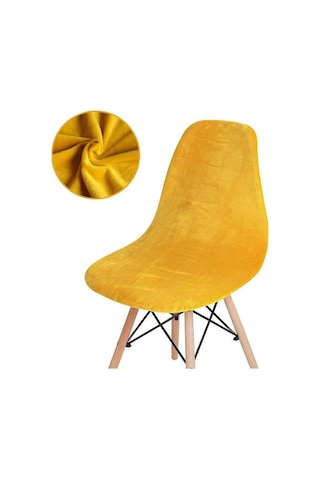 1 /2 /4 /6 Parça Kadife Düz Sandalye Kılıfları Kolsuz Kabuk Sandalye Kılıfı Düğün Yemek Odası Ofis Ziyafet Otel Altın