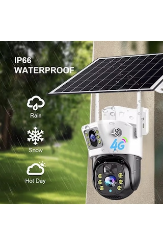 C4 V380 Pro 4mp Çift Lens Solar 4g Sim Kartlı Btk Kayıtlı Ptz Güvenlik Kamerası
