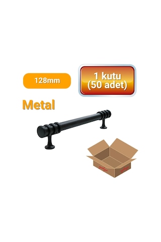 50 Adet Halka Boru Siyah Metal Mobilya Kulpu 128mm Siyah