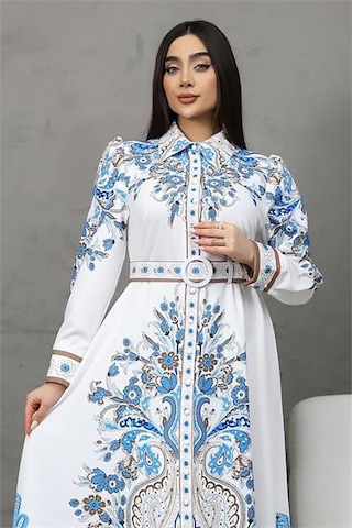 Neşeli Butik Kadın Tasarım Gömlek Elbise Nbms25016 Mavi