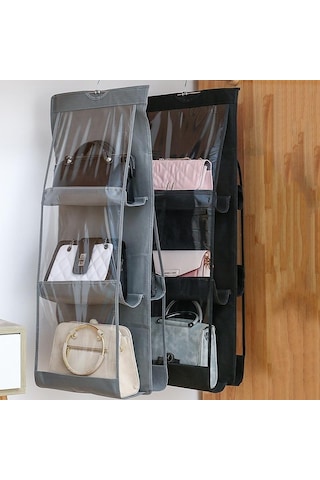 Gri 6 Cep Asılı Çanta Şeffaf Saklama Çantası Temizle Ev Organizatör Dolap Dolap Muhtelif Ayakkabı Çantası Askı Kılıfı İle