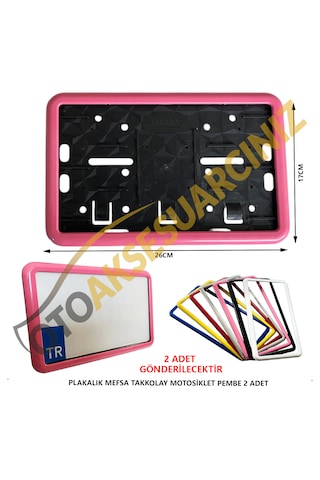 Plakalık Plastik Tak Kolay Motor Motosiklet Pembe Çerçeveli 2 Ad
