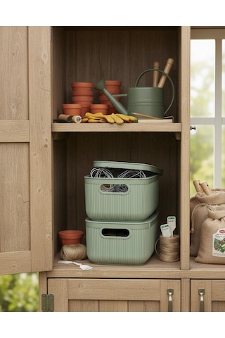 Okyanus Home Linea Smart Box Yeşil 2,4 Lt 2 Adet Kapaklı Çok Amaçlı Saklama Kutusu Yeşil