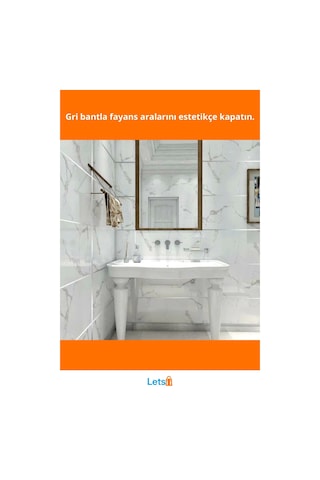 Kendinden Yapışkanlı Çok Amaçlı Gri Fayans Arası Şerit Bant 0.5 Cm 50 Metre 1 Adet