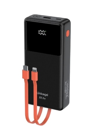 30.000mah Dahili Usb-c + Lightning Kablolu Powerbank Lcd Göstergeli Taşınabilir Hızlı Şarj Cihazı-1666 Siyah